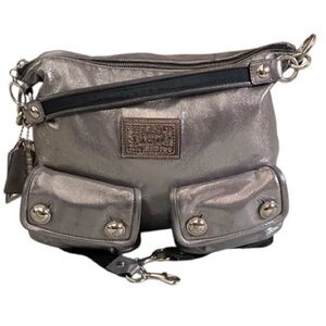 Coach Poppy meltalic silver two way bag(AS IS)